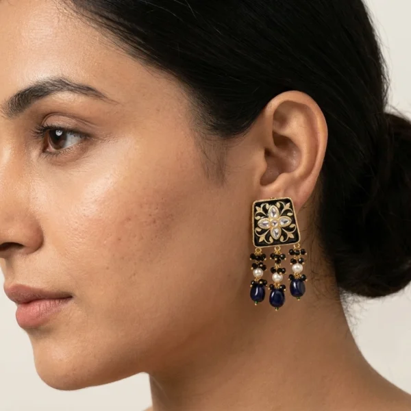 Mena Kari Real Stone Earrings