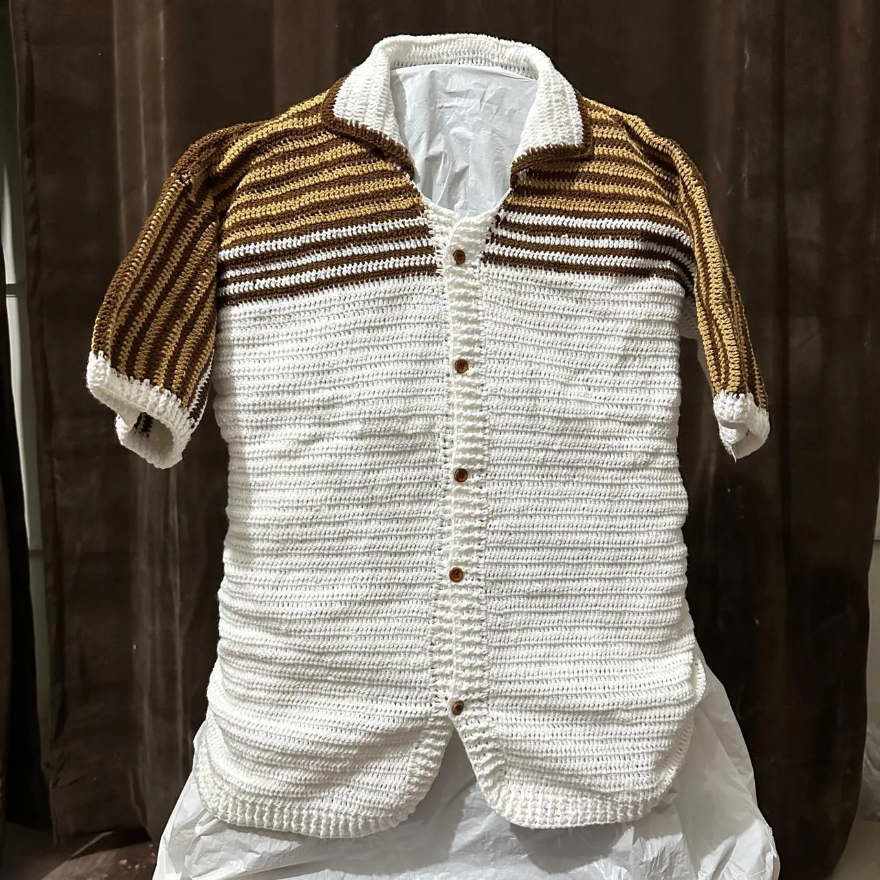 crochet button up shirt