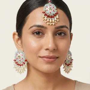 Classy & Timeless Real Meena Kari Earrings & Bindia