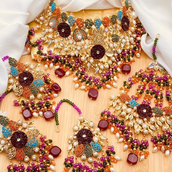 Beautiful Elegant  Nauratan+Crush Bridal Set