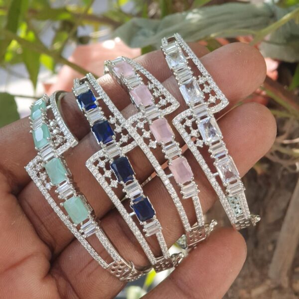 Silver Rhinestone Studded Bangles