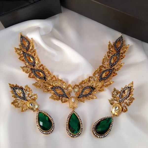 Handmade Doublet Stone 2tone Victorian Polish Necklace Set