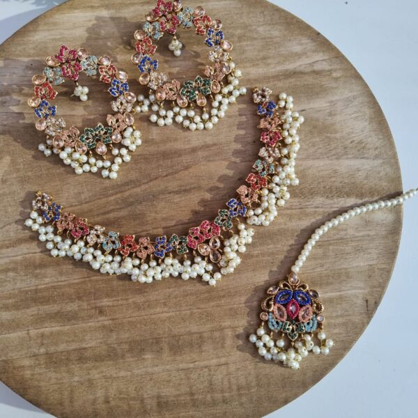 Most Beautiful New Fancy Designer Nauratan Set with Tika