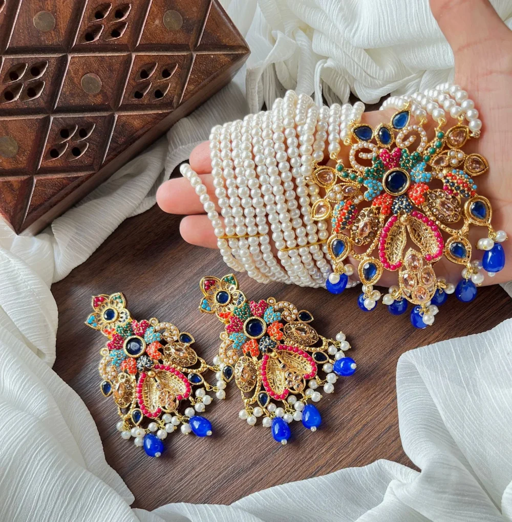 Nouratan Mala Set with Earrings - Image 7