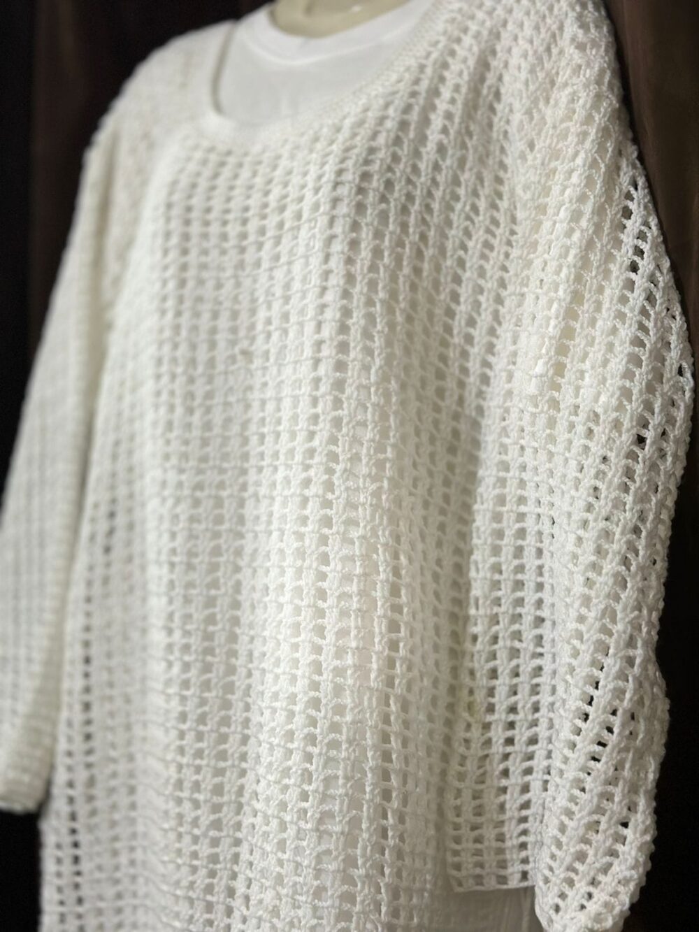 White Yarn Knitted Shirt - Image 3