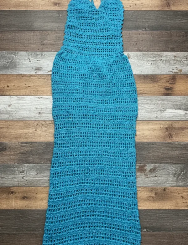 Crochet Halter-Neck Maxi Dress