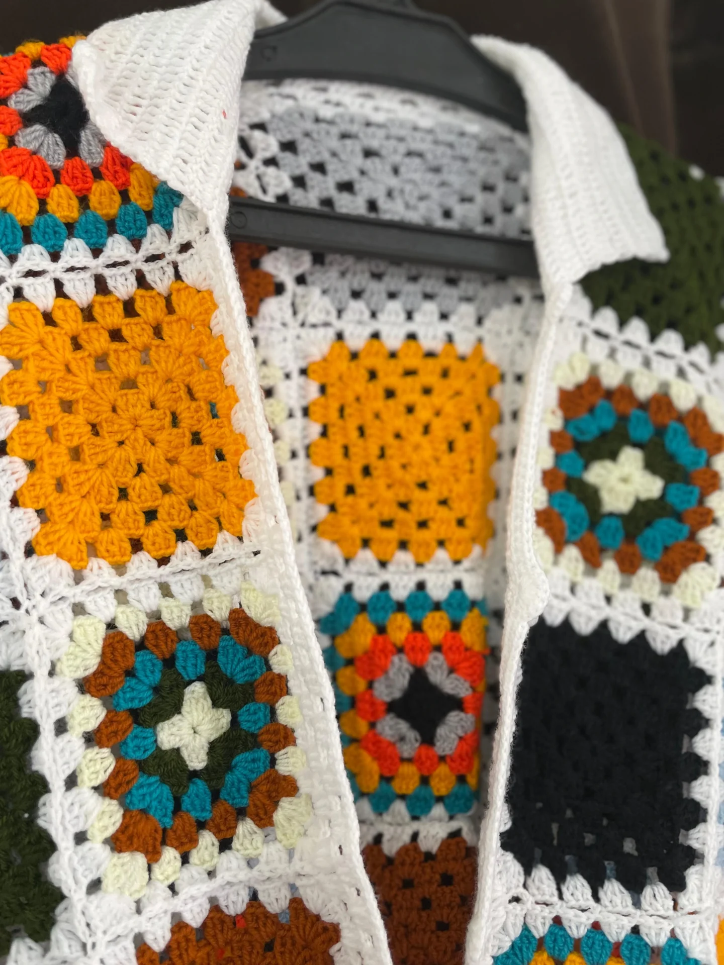 Handmade Crochet Granny Square Cardigan - Image 3